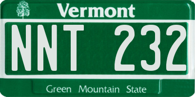 VT license plate NNT232
