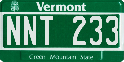 VT license plate NNT233
