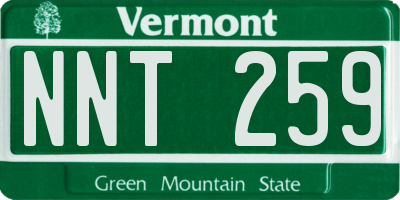 VT license plate NNT259