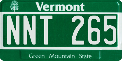 VT license plate NNT265