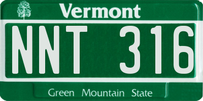 VT license plate NNT316