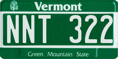 VT license plate NNT322