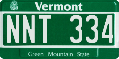 VT license plate NNT334