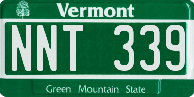 VT license plate NNT339