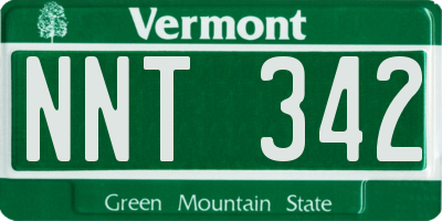 VT license plate NNT342