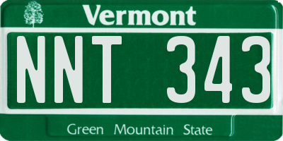 VT license plate NNT343