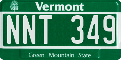 VT license plate NNT349