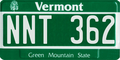 VT license plate NNT362