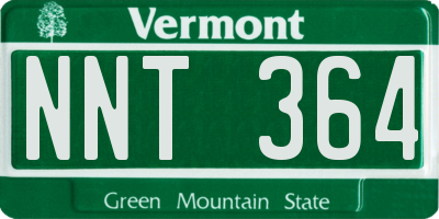 VT license plate NNT364