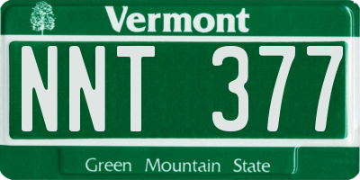 VT license plate NNT377