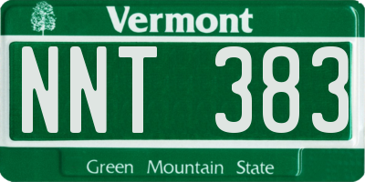 VT license plate NNT383