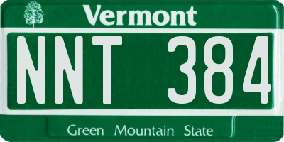 VT license plate NNT384