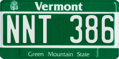 VT license plate NNT386