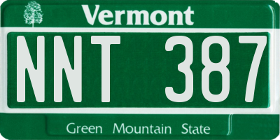 VT license plate NNT387