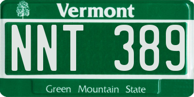 VT license plate NNT389