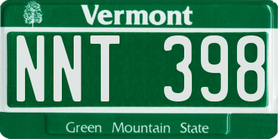 VT license plate NNT398