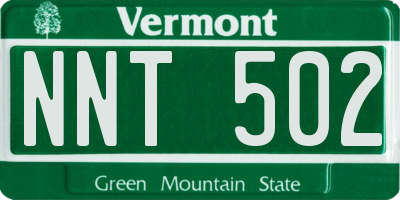 VT license plate NNT502
