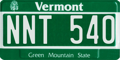 VT license plate NNT540