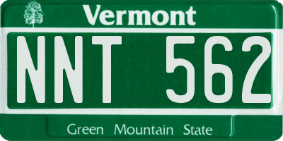 VT license plate NNT562