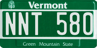 VT license plate NNT580