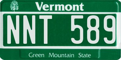 VT license plate NNT589
