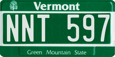 VT license plate NNT597