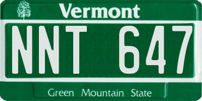 VT license plate NNT647