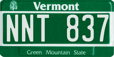 VT license plate NNT837