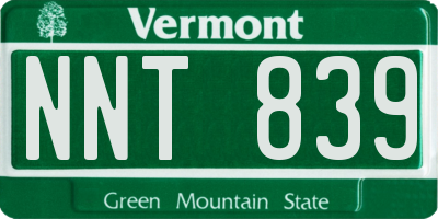 VT license plate NNT839