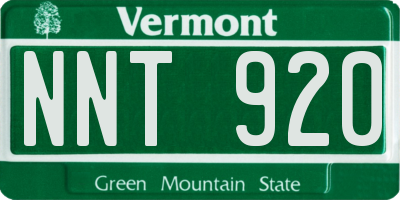 VT license plate NNT920