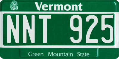 VT license plate NNT925