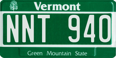 VT license plate NNT940