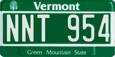 VT license plate NNT954