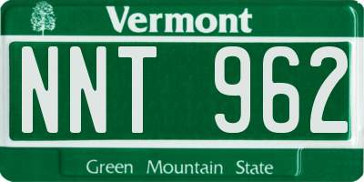VT license plate NNT962
