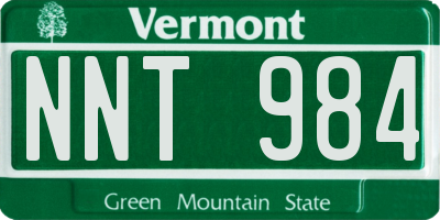 VT license plate NNT984