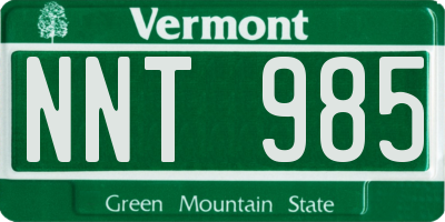 VT license plate NNT985