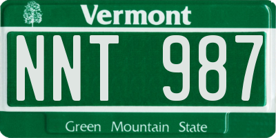VT license plate NNT987