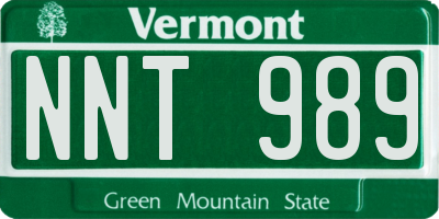 VT license plate NNT989