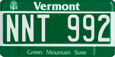 VT license plate NNT992