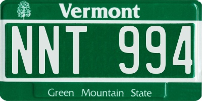 VT license plate NNT994