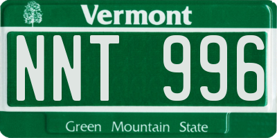 VT license plate NNT996