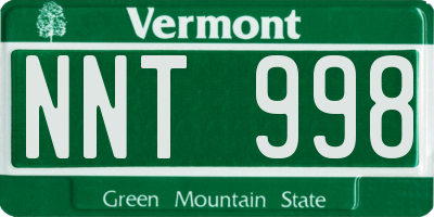 VT license plate NNT998