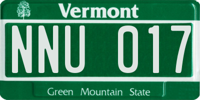 VT license plate NNU017