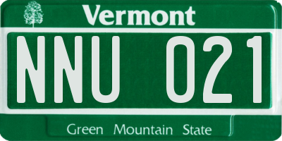 VT license plate NNU021