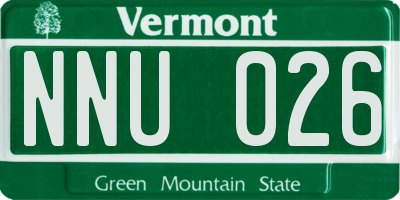 VT license plate NNU026