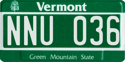 VT license plate NNU036
