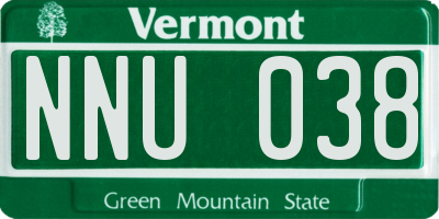 VT license plate NNU038