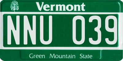 VT license plate NNU039