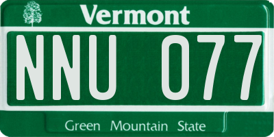 VT license plate NNU077