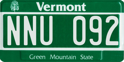 VT license plate NNU092